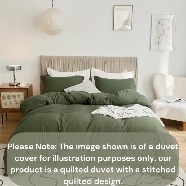 4/6 Pcs Green Duvet Set 4by6/ 6by6/ 6by7/ 7by7 Size - Soft Breathable and Durable Quilted Duvet with 1 Fitted Bedsheet and 2/4 Pillowcases Set - Image 2