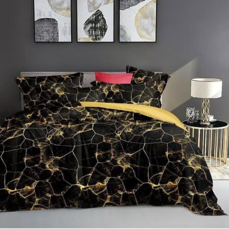 Black and gold marble duvet set