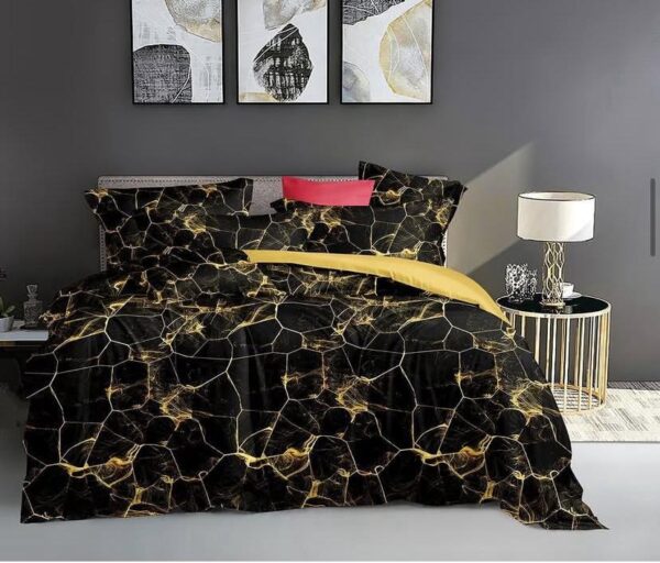 Black and gold marble duvet set