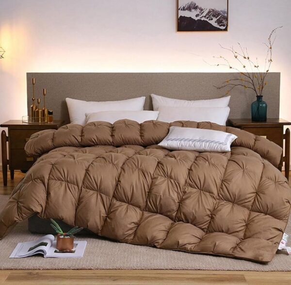 Brown double padded pintuck duvet set