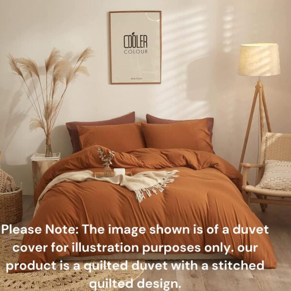 Plain Quilted Bedding Set 4by6/ 6by6/ 6by7/ 7by7 Size - Super Soft, Breathable and Durable Cotton Quilted Duvet With 2/4 Pillowcases and 1 Bedsheet Set, (Caramel Pumpkin Color) - Image 3