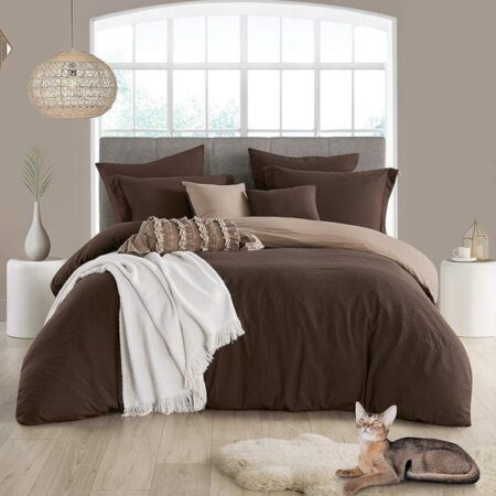 Chocolate brown and cream reversible duvet set