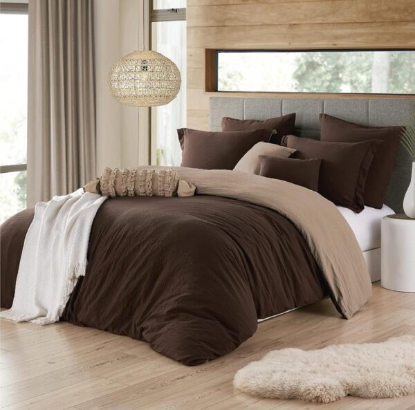 chocolate and cream reversible duvet set