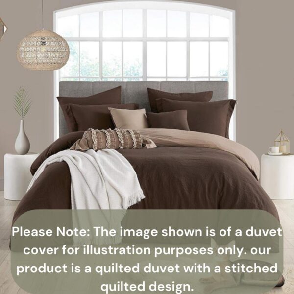 4by6/ 6by6/ 6by7/ 7by7 Cotton Reversible Duvet Set - Super Soft, Breathable and Durable 4/6 Pieces 1 Quilted Duvet with Bedsheet and 2/4 Pillowcases Set (Chocolate) - Image 3