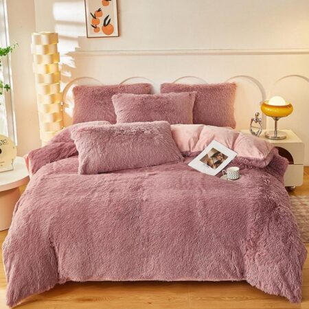 Faux fur shaggy duvet set