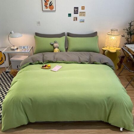 Green and dark grey reversible duvet set