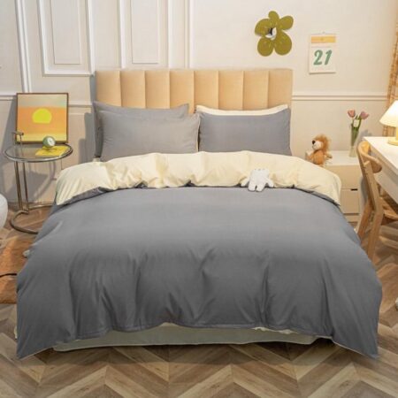 grey and cream reversible duvet set