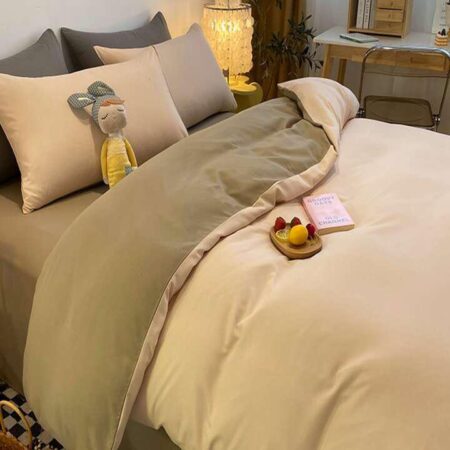 4/6-Piece All Season Reversible Duvet Set - Soft Quality Fading and Shredding Resistant Quilted Duvet with 1 Bedsheet and 2/4 Pillowcases Set, 4by6/ 6by6/ 6by7/ 7by7 Sizes - Image 2