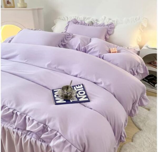 Purple ruffles duvet cover set