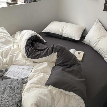 black and white reversible duvet set