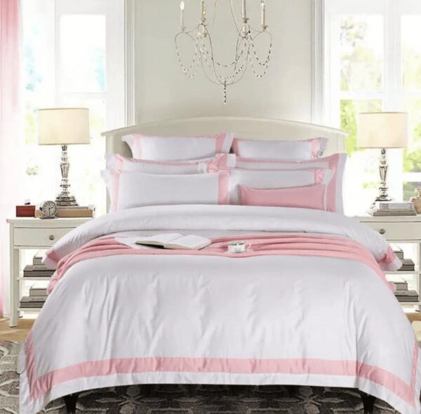 white and pink duvet set