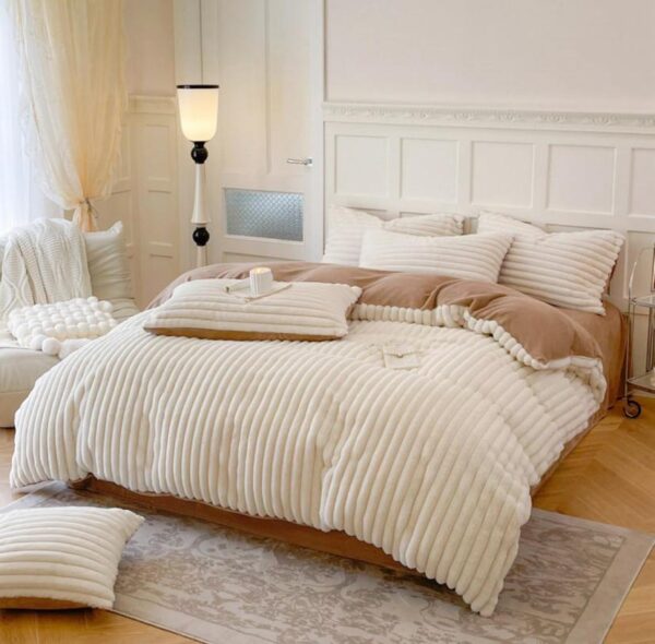 faux fur stripe duvet set