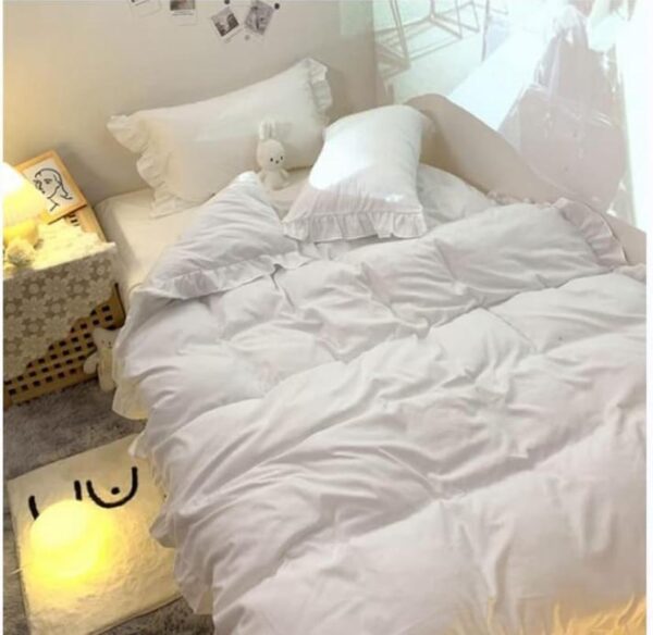 white ruffles shirt bedding set