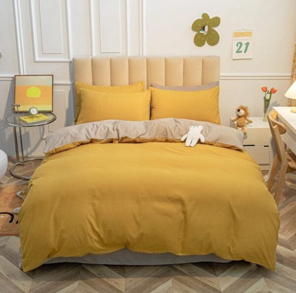 yellow and light grey reversible duvet set