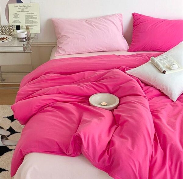 Hot pink quilted duvet set