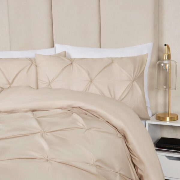 beige pintuck duvet set