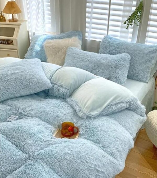 blue shaggy duvet set