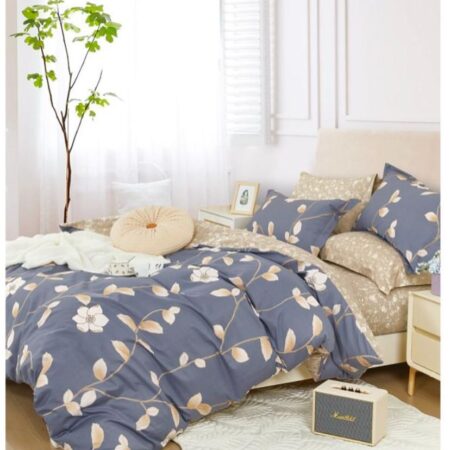 blue flower quilted duvet set