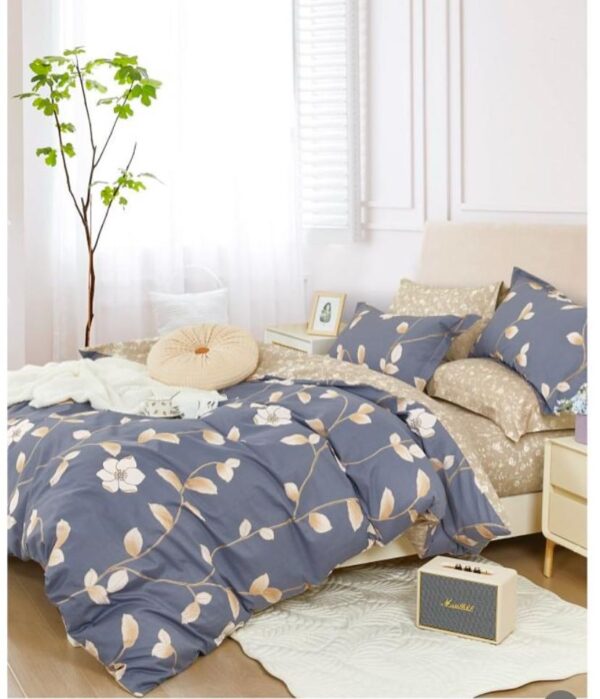 blue flower quilted duvet set