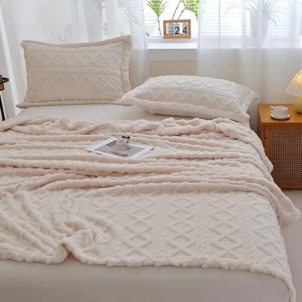 cream knitted blanket