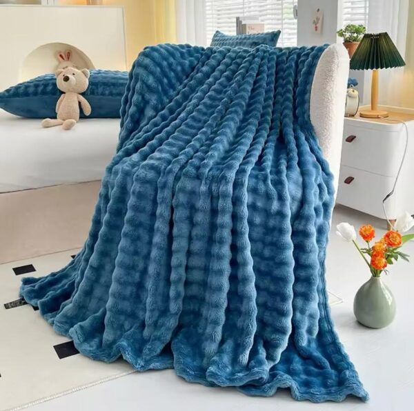 blue bubble faux fur throw blanket