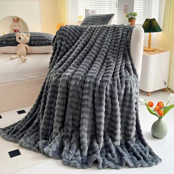 Grey faux fur throw blanket