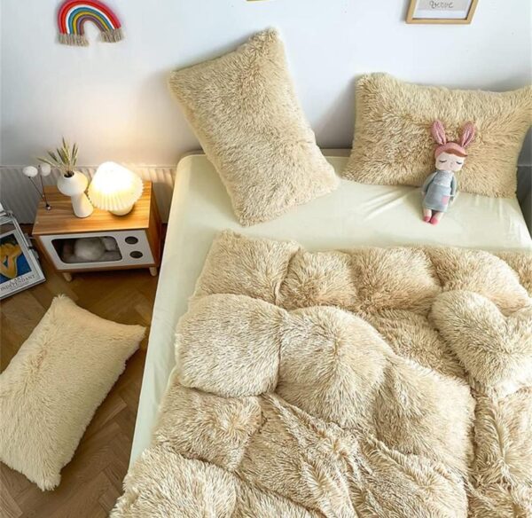 faux fur cream duvet set