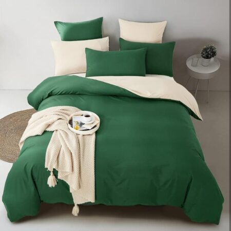 green and beige reversible duvet set