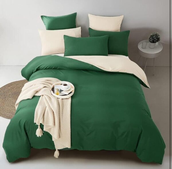 green and beige reversible duvet set