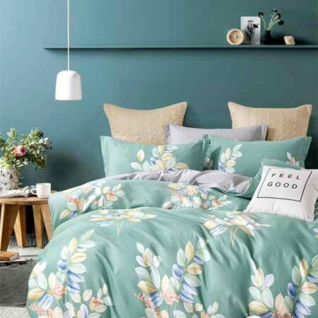 green floral print quilted duvet set