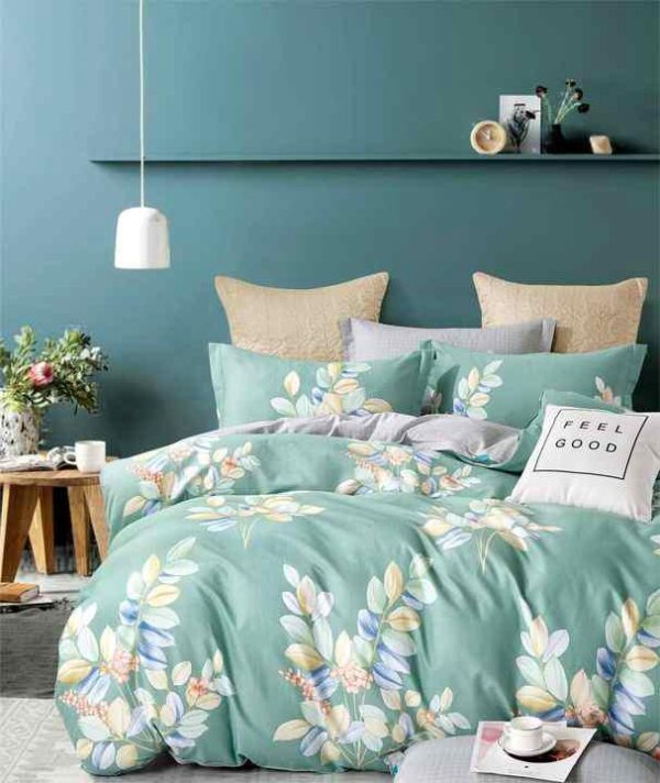 green floral print quilted duvet set