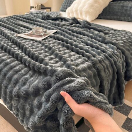 grey bubble plush blanket