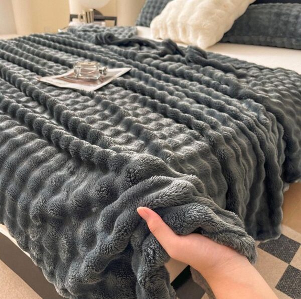 grey bubble plush blanket