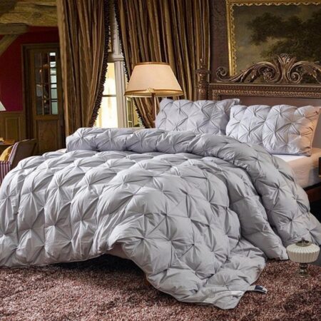 grey double padded pintuck duvet set