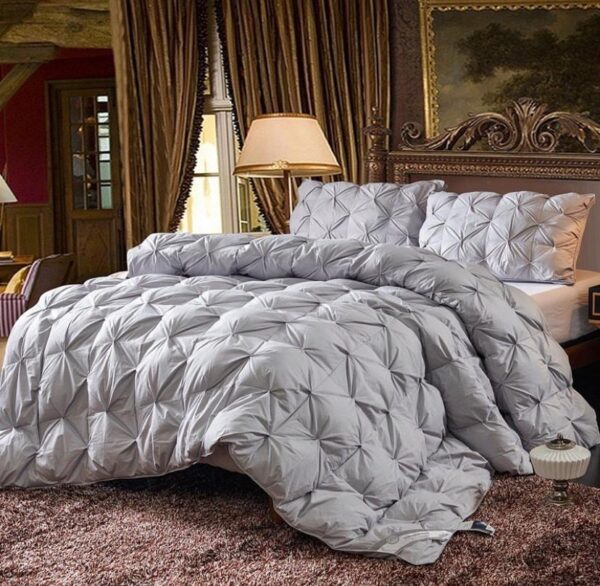 grey double padded pintuck duvet set