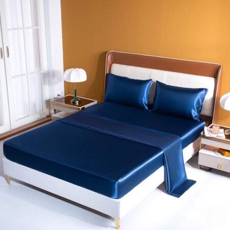 navy blue silk bedspread set