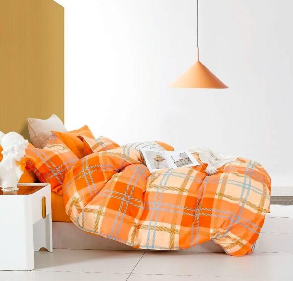 orange grid lines duvet cover set