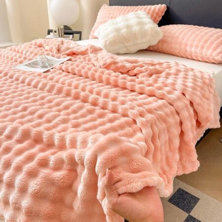 Pink bubble plush blanket