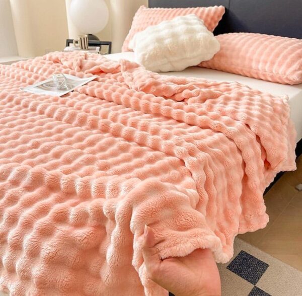 Pink bubble plush blanket