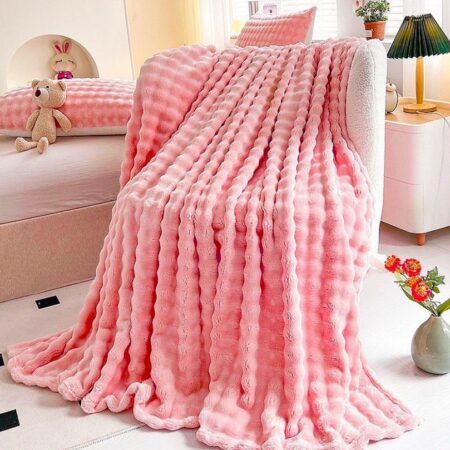 pink faux fur throw blanket