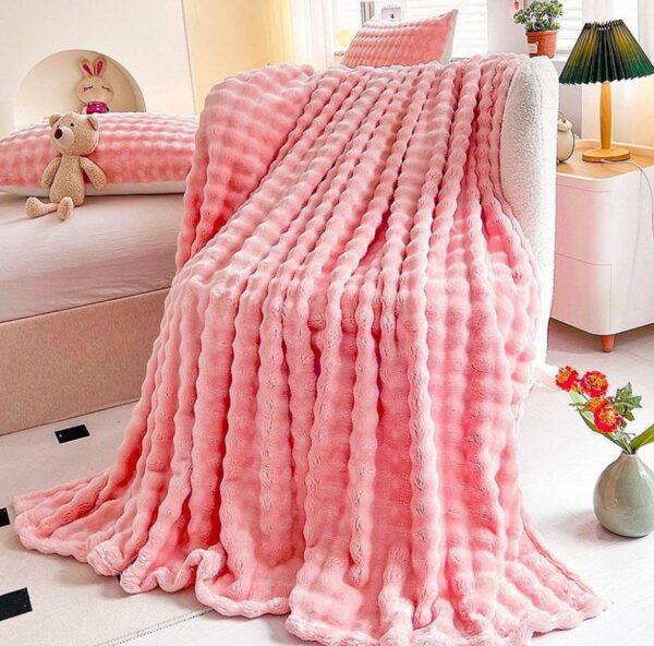 pink faux fur throw blanket