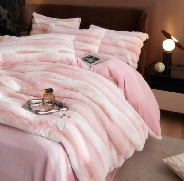 pink shaggy plush duvet cover set