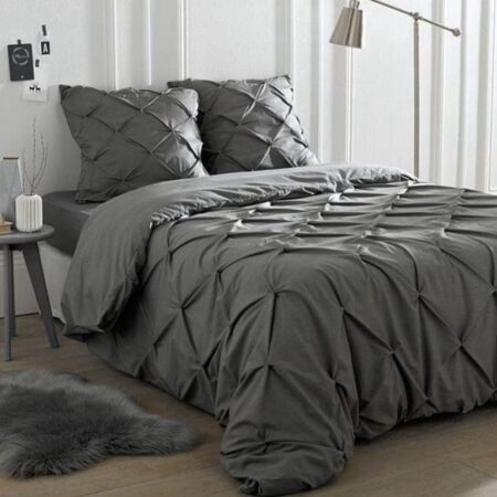 Pinch Pleat pintuck grey duvet set