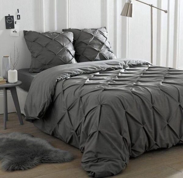 Pinch Pleat pintuck grey duvet set