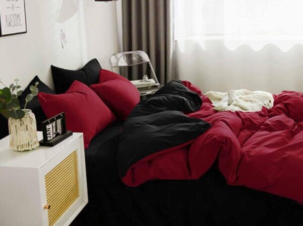 red and black combo bedding set