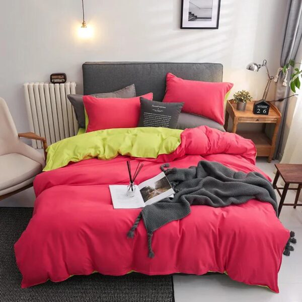 red and yellow reversible duvet set