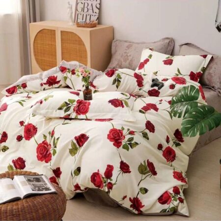 red flower duvet cover set