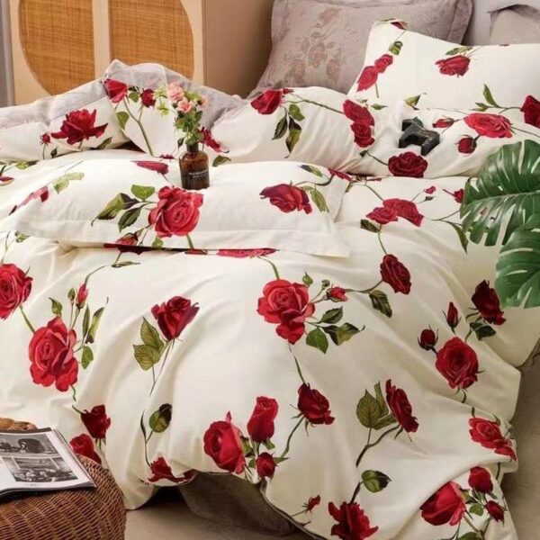 red floral duvet set