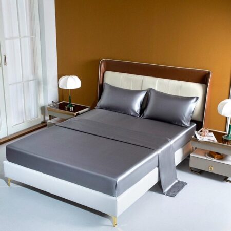 grey silk bedspread set