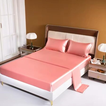 pink silk bedspread set